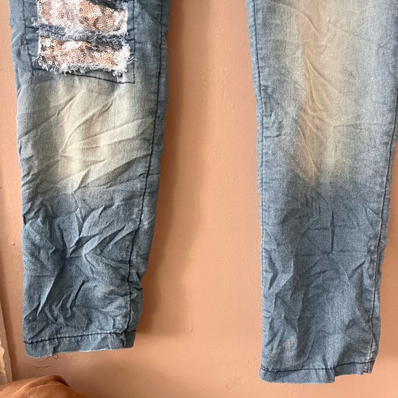 🏷️🆕🎉 totw • soft denim embroidered sequin & love pullon drawstring pants - Picture 5 of 16